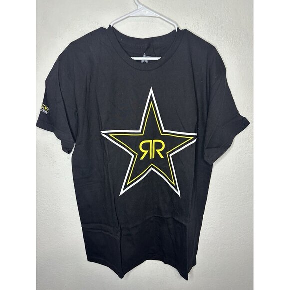 Men’s Rockstar Energy Star Logo Black Graphic T Shirt Size Large - Picture 1 of 6